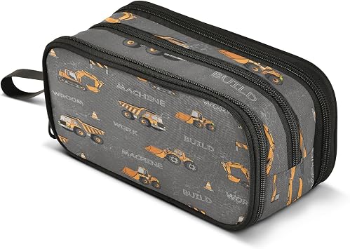 Tractor Car Pencil Case Machine Truck 3 Compartment Pen Bag Pouch Holder Box for Office College School Portable Storage 
