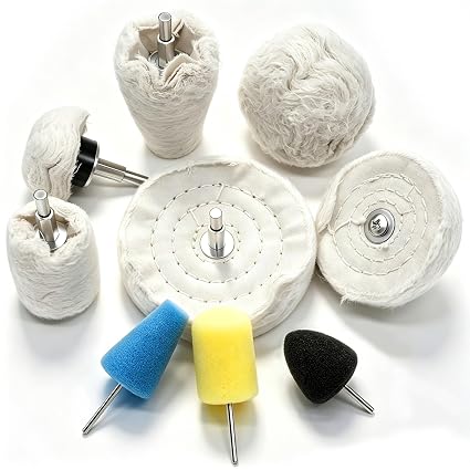 Tnisesm 9Pcs Aluminum Polishing Kit, Car Polishing Wheels Buffing Pads for Drills,with 3 Different Hardness Foam Ball fo