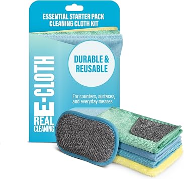 E-Cloth Essential Starter Pack, Reusable Cleaning Cloth Kit