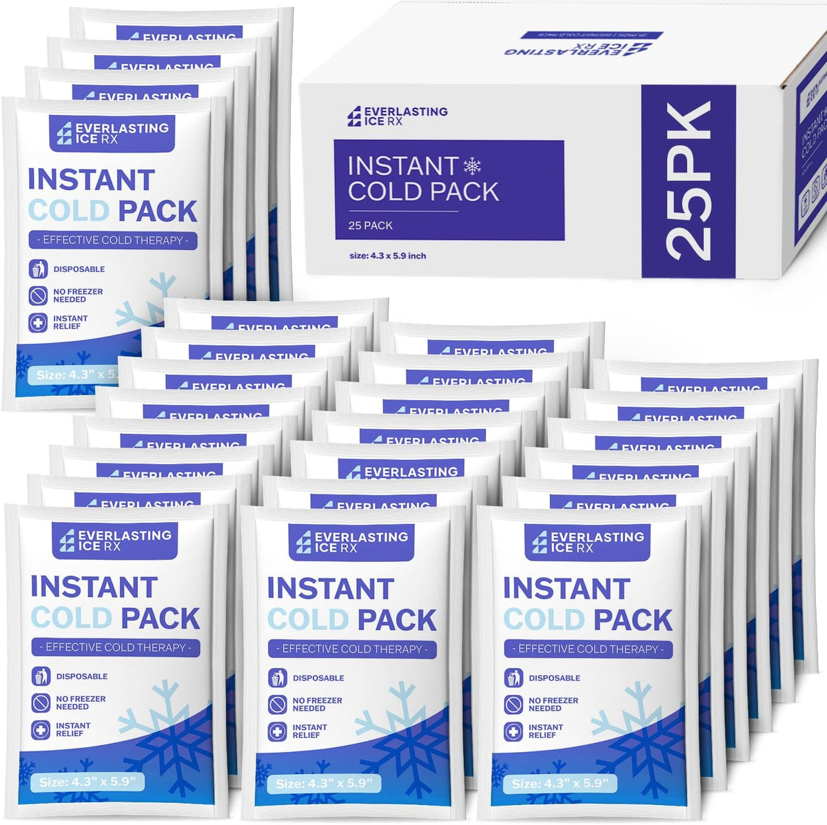 25 Pack Instant Ice Packs for Injuries, Disposable First Aid Cold Packs