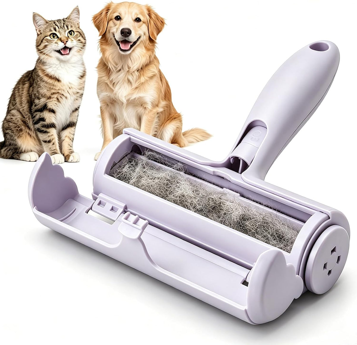 Reusable Lint Roller, Portable, for Pet Hair on Car, Light Purple