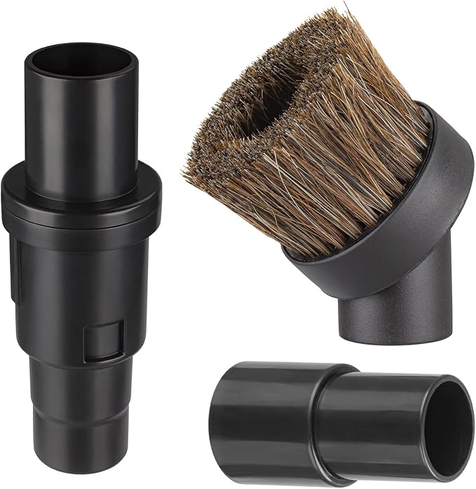 3Pcs 39mm Soft Horsehair Vacuum Brush Attachments with 2 Vacuum Hose Adapter for Shark Vacuum Attachments and Miele Vacuum Attachments and for Most Household Vacuum Cleaner