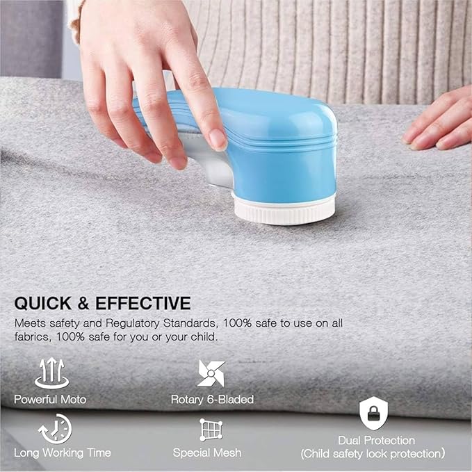 Fabric Shaver, Lint Remover for Clothes, Electric Lint Remover with 3 Replaceable Blades, Removes Fabric Pills, Rechargeable Sweater Defuzzer Pill Remover, Depiller Effectively Remove Pills