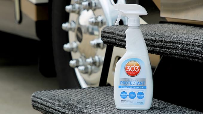303 Products (30308CSR) UV Protectant Spray for Vinyl, Plastic, Rubber, Fiberglass, Leather & More – Dust and Dirt Repellant - Non-Toxic, Matte Finish, 16 Fl. oz., White