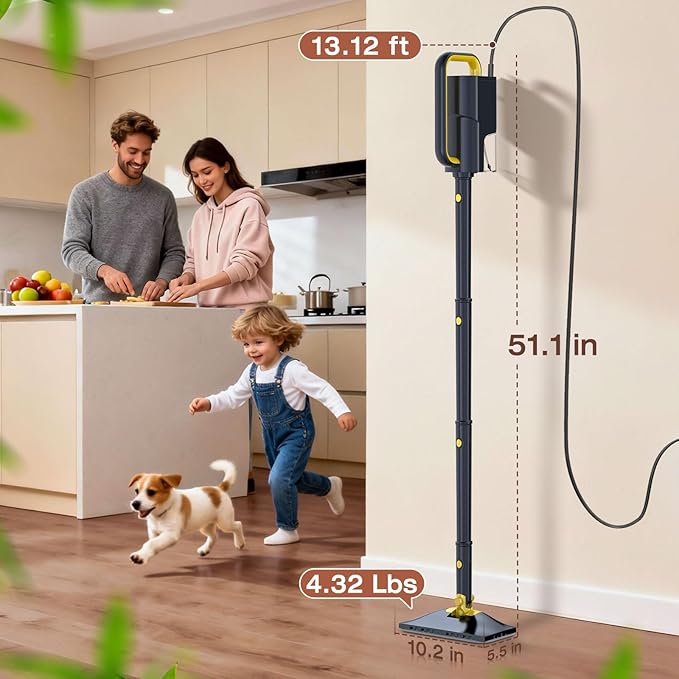 Steam Mop with Detachable Handheld Steam Cleaner, 10-in-1 Multi Accessories, Quick 10s Heat, 350ml and 2-Level Steamer for Cleaning Floor, Carpet, BBQ Grill, Tile, and Grout, Gray