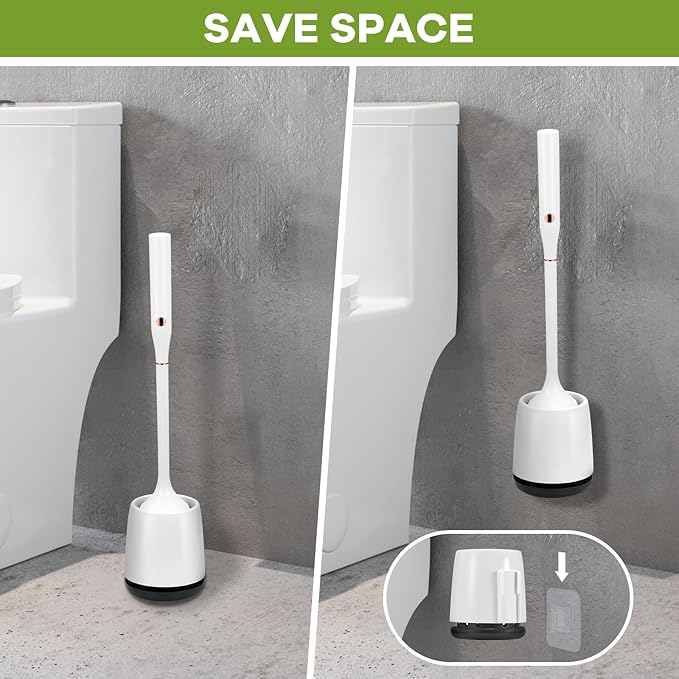 Electric Toilet Brush and Holder Set,Toilet Bowl Brush,Wireless Electric Spin Scrubber,with Silicone Brush Head Self-Cleaning Light and Ventilated Slot Base,USB Charging Cable,Wall Mount Sticker