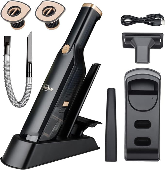 Handheld Vacuum Cordless,Dust Busters Cordless with Storage Dock,15KPA High Power Portable Vacuum Vordless,USB Quick Charge,Mini Vacuum with Multi-Nozzles & Washable Filter，Black