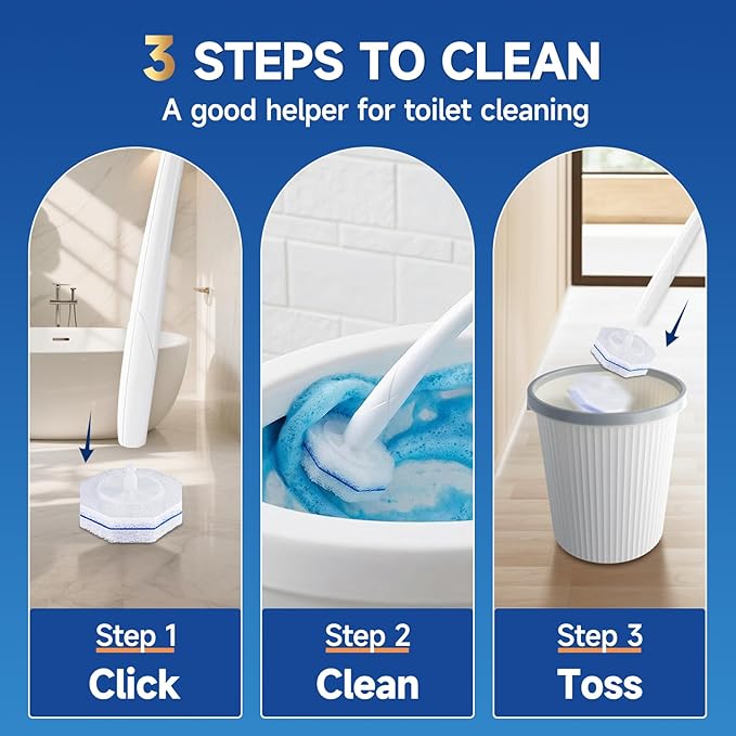 100 Count Toilet Wand Refills Compatible for Clorox, 5X Cleaning Power Toilet Bowl Cleaners & High-Density Disposable Toilet Brush Scrubber - No Falling Apart, Instant Foam Cleaning