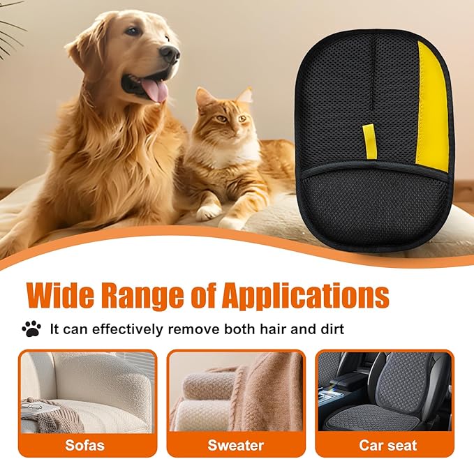 Electrostatic Gloves for Pet Hair Removal: Upgraded 2PCS Animal Fur Removal Tool for Dogs&Cats Efficient Reusable Pet Hair Remover for Couch Carpet Car Seat Clothing Quick Clean (2 pcs-Blue)