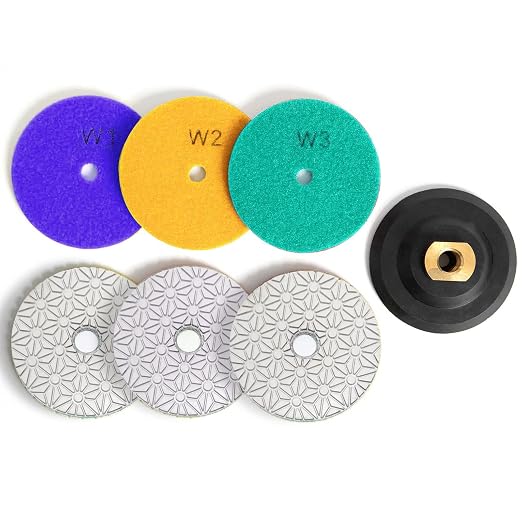 4" Diamond Polishing Pads 3 Step High Efficiency Abrasive Disc for Granite Marble Concrete Flexible Grinding Rubber Back