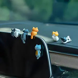 6 Pcs Cute Cat Car Accessories Funny Resin Cat Figurines