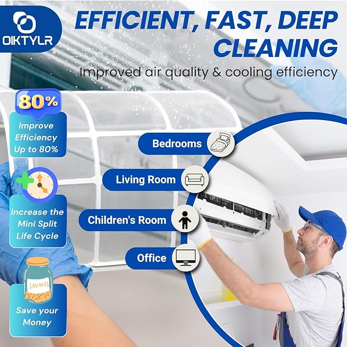 Oiktylr Mini Split Cleaning Kit Bag with 2L High Pressure Sprayer, Air Conditioner Cleaning Kit with Waterproof PVC AC Cleaning Cover Bib with HVAC Cleaning Tools, Small