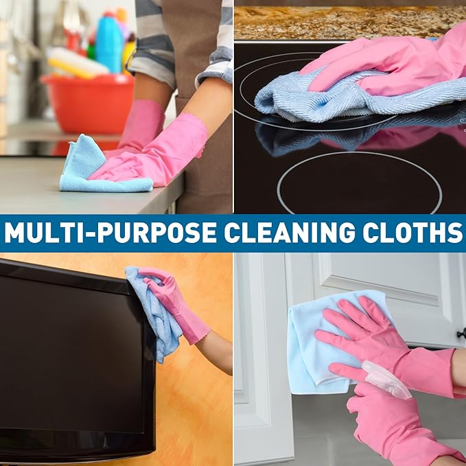 TEAWOO Microfiber Towels Bulk-150 Pack, Cleaning Cloths, Microfiber Towels for Cars, Cleaning Rags 5 Colors Assorted (12x12 inches)