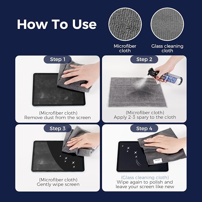 WELKIN Screen Cleaner Spray Kit (250ml + 250ml) - Cleaning Mist and Gel for TV, Laptop, Computer, Phone Touchscreen - 2 Sprayers, 1 Microfiber Cloth & 1 Glass Wipe Included