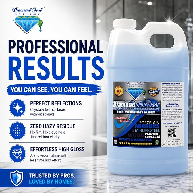 Nano-Tech Repellent Wash - Multi-Surface Glass Cleaner Spray for Granite, Wood, Stainless Steel & Kitchen Appliances - Cleaning Supplies - Made in USA 1 Gallon
