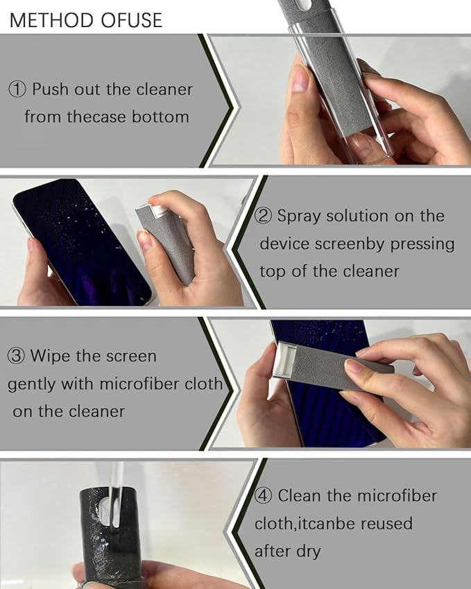 Touch Screen Cleaner Screen Cleaner Spray and Wipe Mini Cleaning Kit for Travel,Phone,Pad,Laptop Tablet MacBook Cell Phone Eyeglasses
