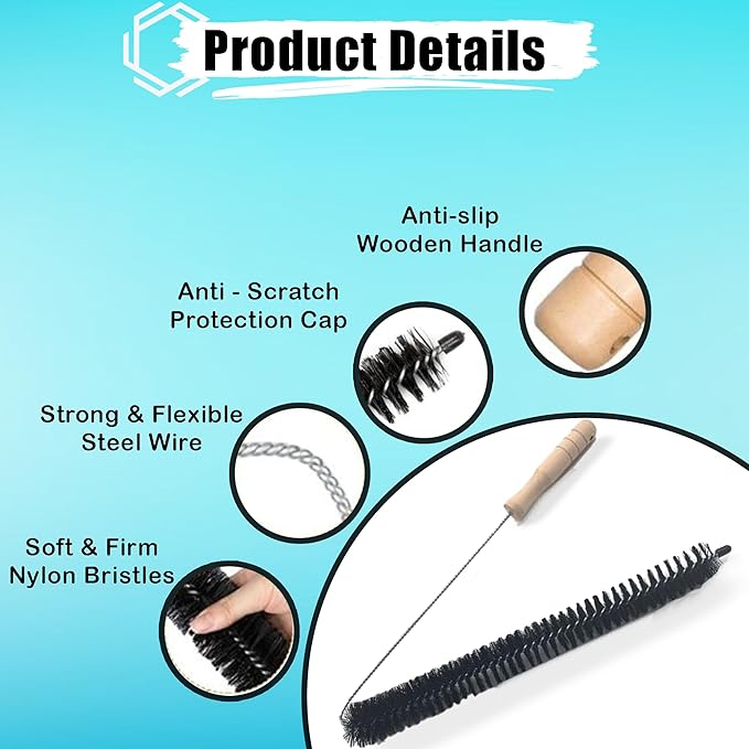 Dryer Vent Cleaner Kit – Flexible Lint Brush for Household Cleaning, Long Refrigerator Coil Brush, Dust & Pet Hair Remover (1-Pack)