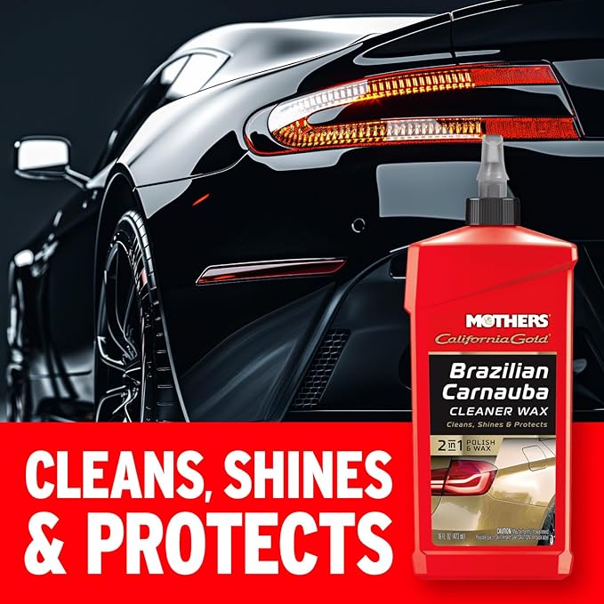 Mothers California Gold Brazilian Carnauba Cleaner Wax, 16 oz. — Cleans & Waxes in One Step, Removes Oxidation & Swirls, Premium Carnauba Shine & Protection for All Paint Finishes (05701)