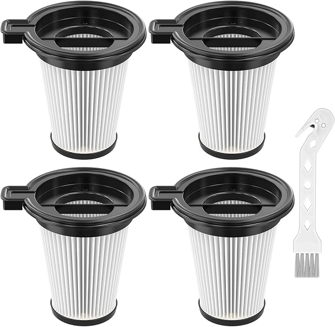 4 Pack Replacement Filters Compatiable with Wyze Cordless Vacuum Cleaner, Removable and Washable HEPA Filter Accessories Part Set with 1 Cleaning Brush for Wyze Handheld Cordless Vacuum Cleaner