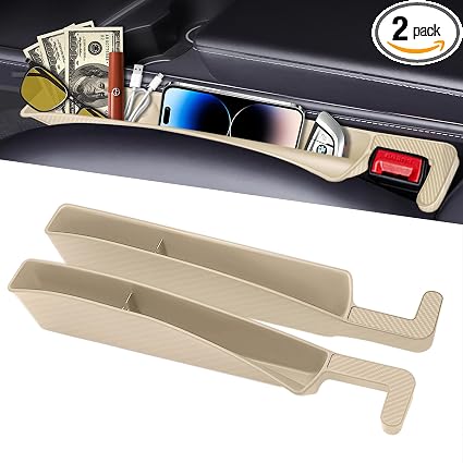 Car Seat Gap Filler Organizer, 2 Pack Car Front Seat Organizer Universal Fit Car SUV Truck, Auto Console Side Storage Bo