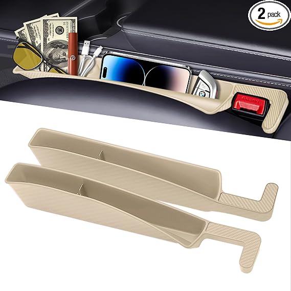 Car Seat Gap Filler Organizer, 2 Pack Car Front Seat Organizer Universal Fit Car SUV Truck, Auto Console Side Storage Bo