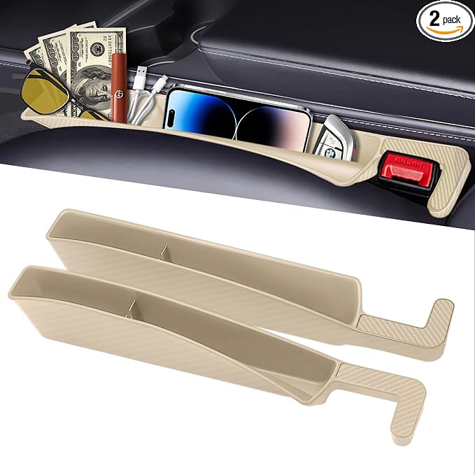 Car Seat Gap Filler Organizer, 2 Pack Car Front Seat Organizer Universal Fit Car SUV Truck, Auto Console Side Storage Bo