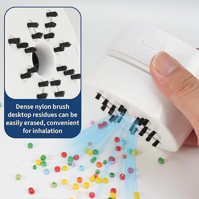 Desktop Vacuum Cleaner, Mini Table Dust Crumb Sweeper USB Charging for Cleaning Eraser Crumbs, Dust, Crumbs, Computer Keyboard and Car (White)