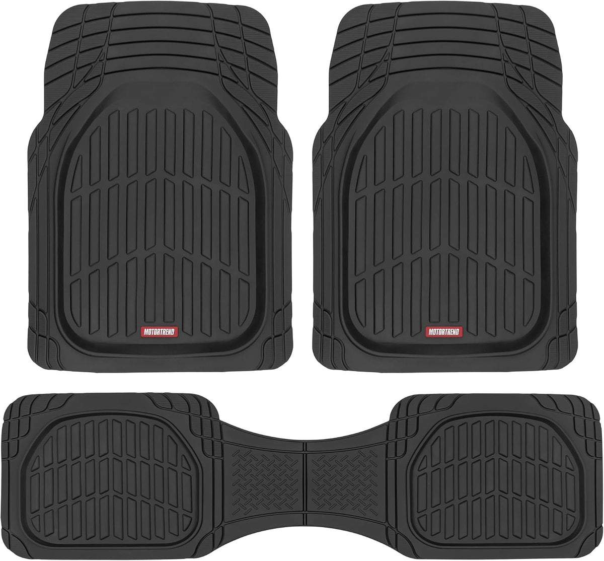 FlexTough Floor Mats for Cars, Black Deep Dish All-Weather Car Mats, Waterproof Trim-to Fit Automotive Floor Mats for Cars Trucks SUV, Universal Floor Liner Car Accessories