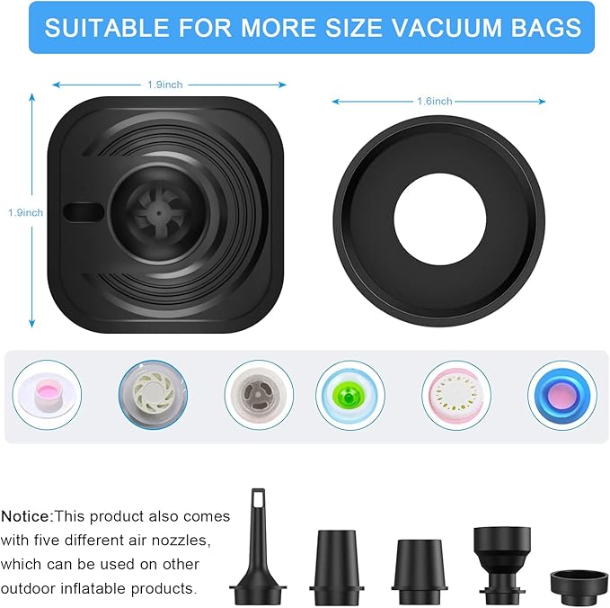 Portable Pump for Vacuum Storage Bags Electric Travel Vacuum Pump for Various Vacuum Seal Bags Cordless Rechargeable Air Pump for Compression Clothes, Blanket, Luggage (Storage Bag Not Included)