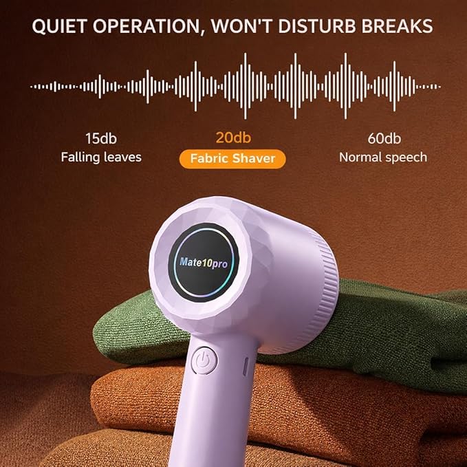 Fabric Shaver Lint Remover, Rechargeable Clothes Shaver for Sweaters, Furniture, Couch, Remove Fuzz and Pilling from Blankets, Jackets, Bedding, Purple