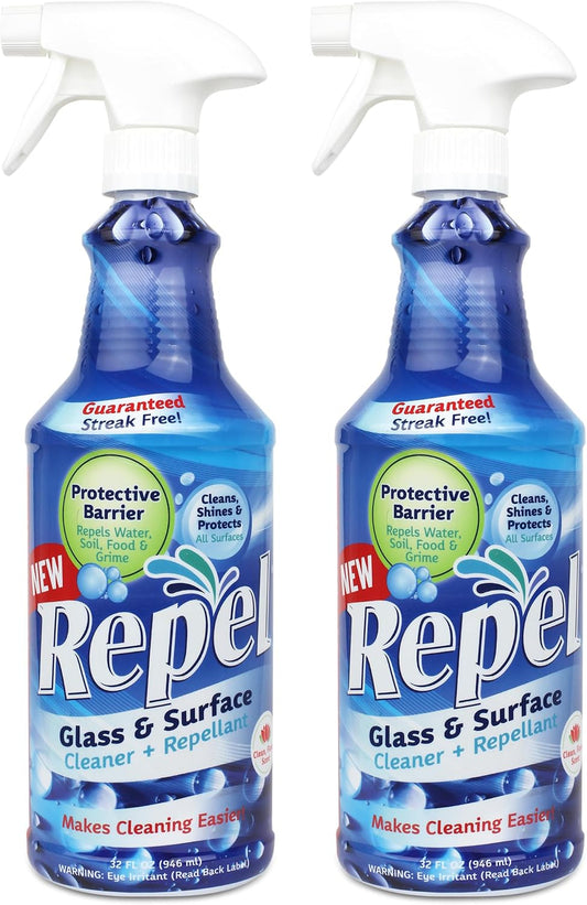 Clean-X REPEL Glass & Surface Cleaner 32 fl. oz. - Cleans & Repels water spots and dirt on glass, mirror, tile and multi surface by UNELKO (2)