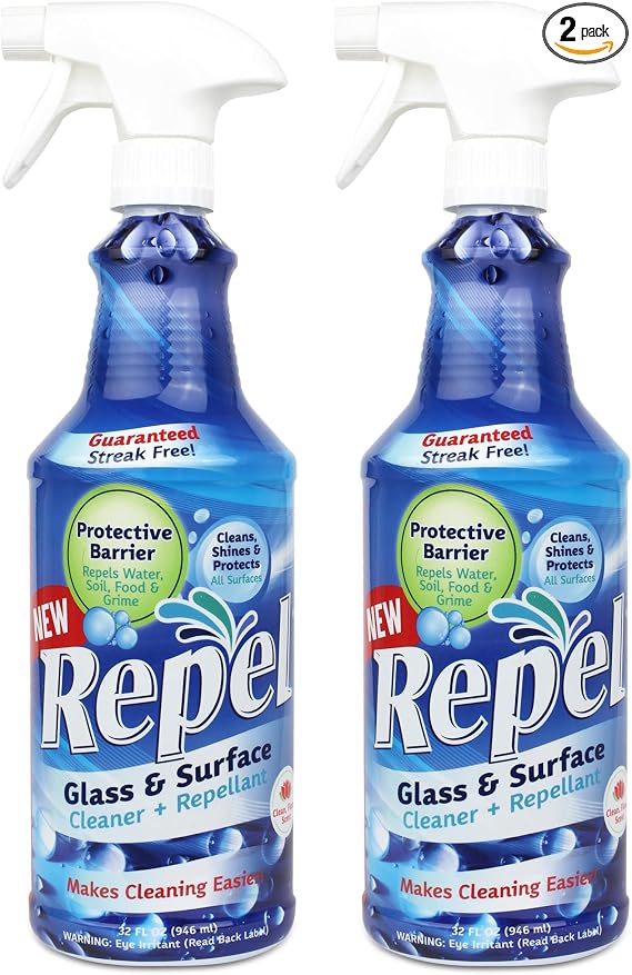 Clean-X REPEL Glass & Surface Cleaner 32 fl. oz. - Cleans & Repels water spots and dirt on glass, mirror, tile and multi