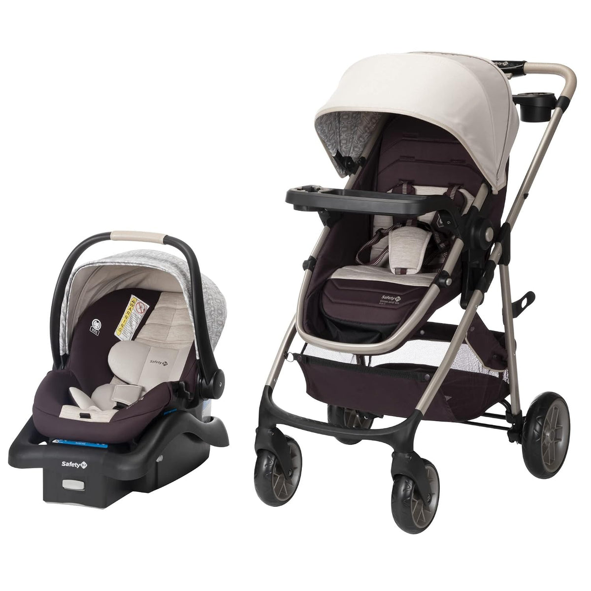 Deluxe Grow and Go Travel System Stroller and Car Seat Combo, 8-in-1 Travel System, Weight Capacity 4-30 lbs, Dunes Edge