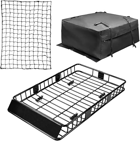Leader Accessories 64"x39"x4" Roof Rack Cargo Basket with Cargo Bag & Net