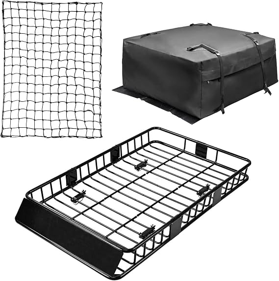 Leader Accessories 64"x39"x4" Roof Rack Cargo Basket with Cargo Bag & Net