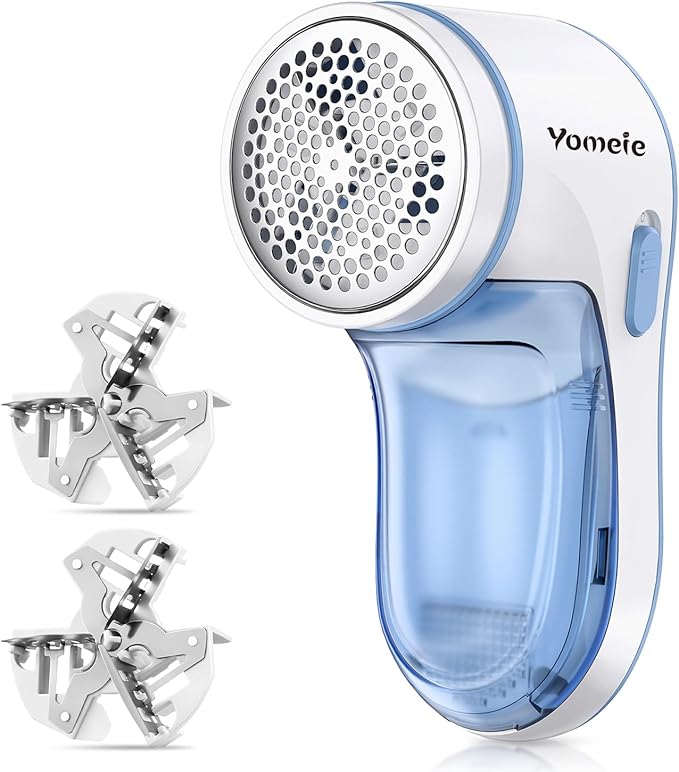 Fabric Shaver, Electric Lint Remover for Clothes & Furniture, Sweater Shaver & Pilling Remover, Depiller with 2 Extra Blades Included, Lint Shaver for Clothing - Battery Operated