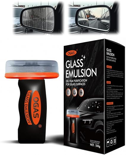 Glass Oil Film Remover for Car 2026 Upgraded| 100ml Roll-On Glass Cleaner with Cleaning Board | Removes Stubborn Oil Fil