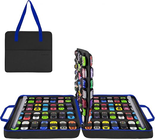 Toy Car Storage Case, Portable Carrying Bag Holds 104 (Black)