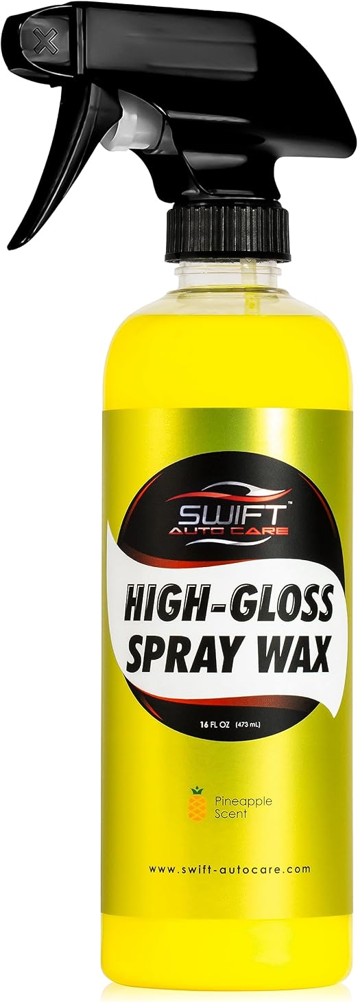 Swift High-Gloss Spray Wax (16 Oz) – Carnauba Liquid Wax Polish for Car Detailing | Easy to Use, Hides Micro Scratches &