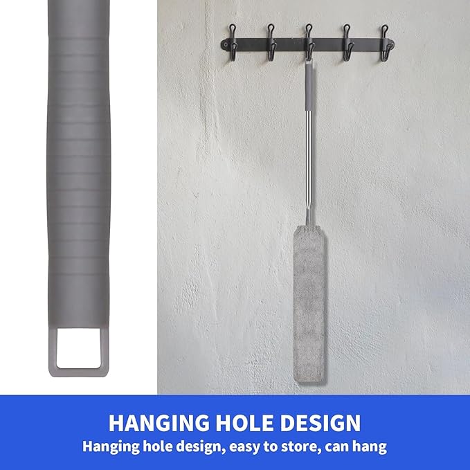 Retractable Gap Dust Cleaner, Extendable Gap Duster with 4 Microfiber Dusting Cloths Long, Under Appliances Cleaning Tools with Extendable Pole,Under Refrigerator, Furniture, High Ceiling