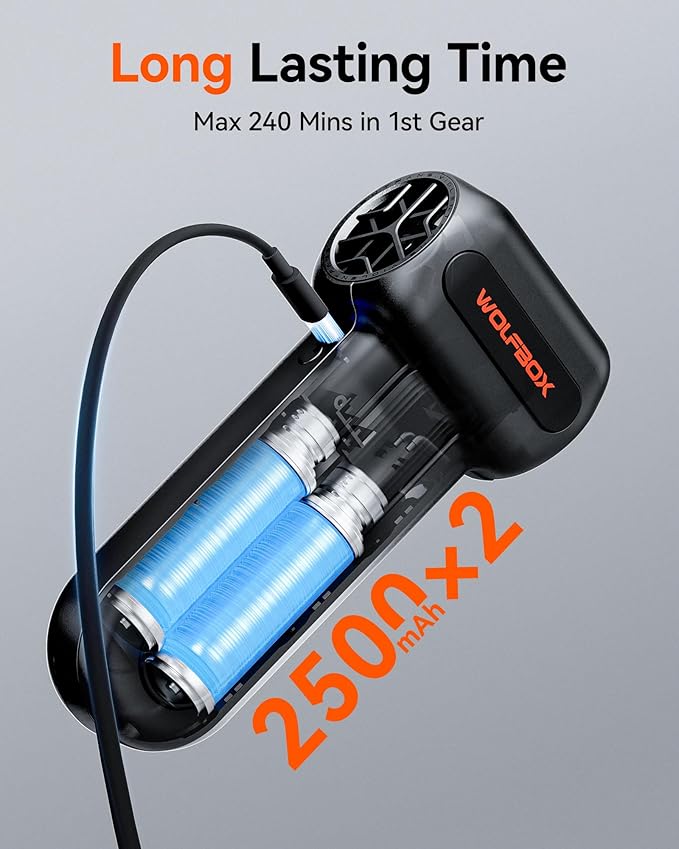 WOLFBOX MF60&MF70 Compressed Air Duster-110000RPM Super Power Electric Air Duster, 3-Speed Adjustable Rechargeable Cordless Air Blower with Fast Charging for PC Keyboard Cleaning, Car, Home (Black)