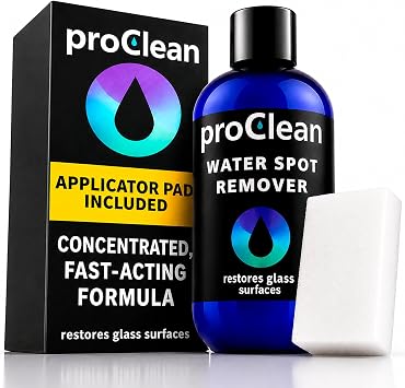 GlasWeld ProClean Hard Water Stain Remover for Glass & Metal – Non-Acid Water Spot Remover with Applicator Pad for Glass