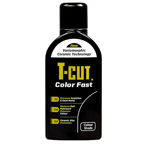 T-Cut Color Fast 3-in-1 Paint Restorer, Black - Scratch Remover, Ceramic Car Wax & Color Enhancer - Removes Swirls & Oxi