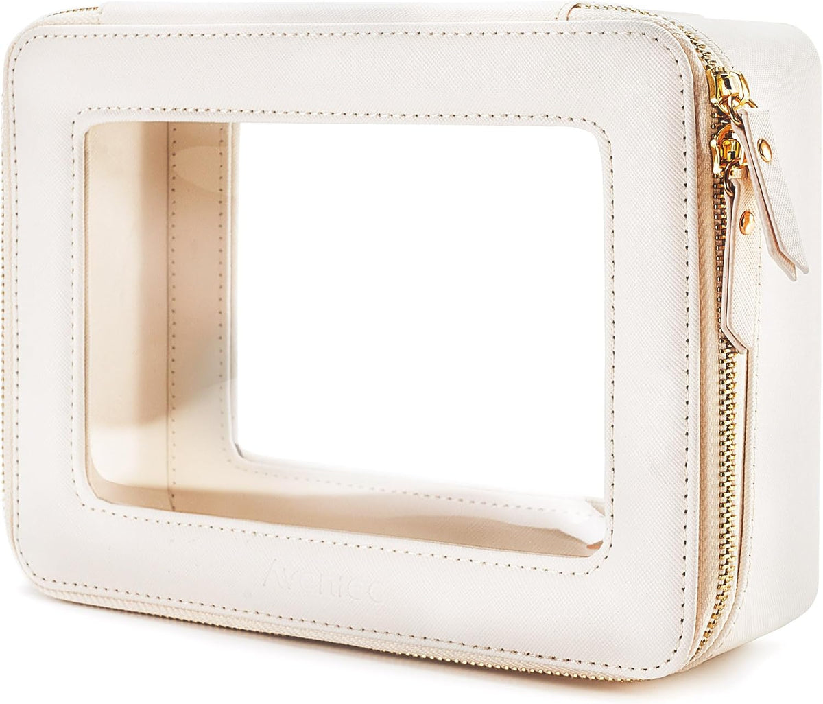 Clear Makeup Bag Organizer, Travel Cosmetic Case Medium White