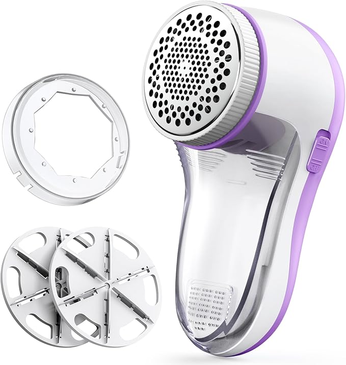 POPCHOSE Fabric Shaver, Lint Remover for Clothes, Electric Lint Shaver with 6-Leaf Blades, Sweater Shavers to Remove Pilling for Clothing, Couch, Furniture, Fuzz, Lint Ball, Bobbles, Violet Purple