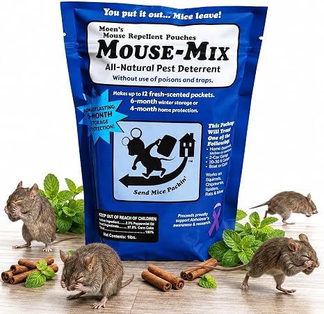 All-Natural Mouse-Mix Rodent and Pest Repellent, Repel Nesting in Your Home/Shed/Garage/RV/Car/Boat/Storage, Safe for In
