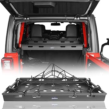 Hooke Road JLU Rear Trunk Cargo Rack Shelf Basket Tray for 2018-2026 Jeep Wrangler JL Unlimited 4-Door Hardtop & Sky One