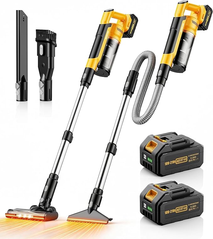 qimedo 8000mAh Cordless Vacuum Cleaner with 2 Batteries, 700W Powerful Suction, 90 Inch Extension Tube & 2L Dust Cup, 7 