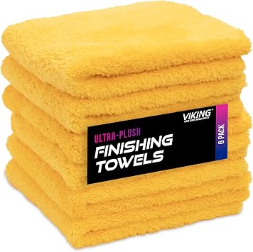 VIKING Plush Microfiber Cleaning Cloth for Cars, 16 x 16 Inch, 6 Pack