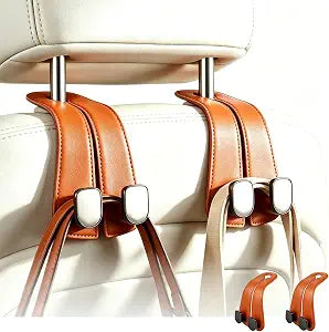 2 Pack Car Seat Hooks, Leather Car Seat Back Hanger for Purses & Bags